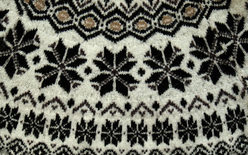 Close-up shots showcasing detailed jacquard knit patterns and different yarn textures (chenille, cotton, wool blend