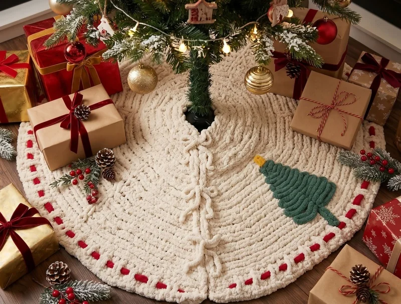 Home decoration Holiday decoration Christmas tree skirt Knitted blanket Circular cushion Decorations for Christmas party TES
