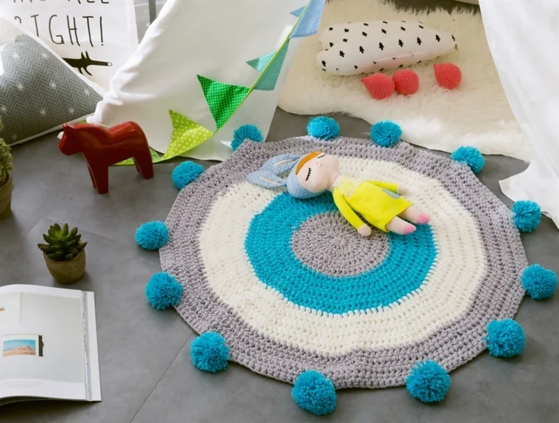 woven-hand-striped-patchwork-floor-mat-woven-ball-tassel-floor-mat