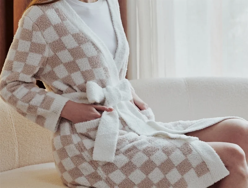 fsj-knittedjacquard-pattern-checker-soft-ladies-cozy-100-polyester-women-sleepwear-nighty-wear-long-gown-bathrobe