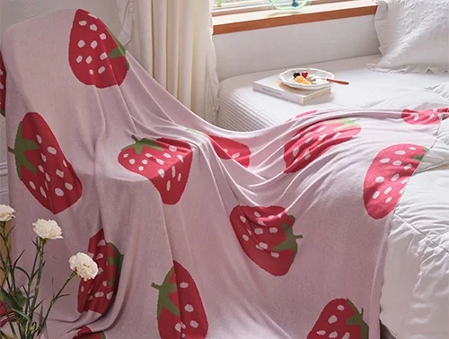 oeko-tex-factory-direct-bamboo-strawberry-pattern-jacquard-knit-throw-blanket-for-baby-adults-with-cool-hand-feeling-tm